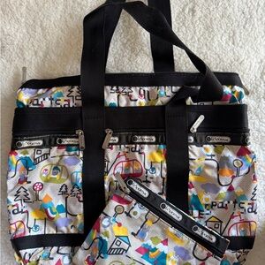LeSportsac Gnome pattern tote + small bag